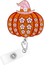 Floral Pumpkin Cute Badge Reels Retractable Clip Daily Use of School Office