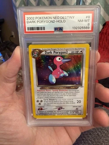 PSA 8 NM-MT Dark Porygon2 Neo Destiny Holo 2002 Pokemon 8/105 CORNER SWIRL