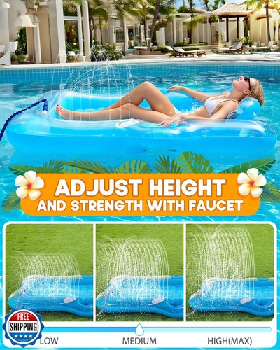 Snowalva Aufblasbare Bräunungspool Liege Schwimmer, 80" x 66" Pool Schwimmer Erwachsene Wi - Bild 2 von 5