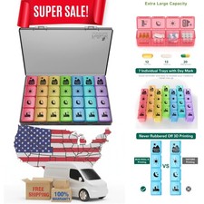 Extra Large Weekly Pill Organizer 4 Times a Day, XXL Large Pill Box, 7 Day Me...