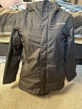 Columbia Omni-Tech Wind Rain Hooded Jacket Black Youth Large Size 14/16 Unisex