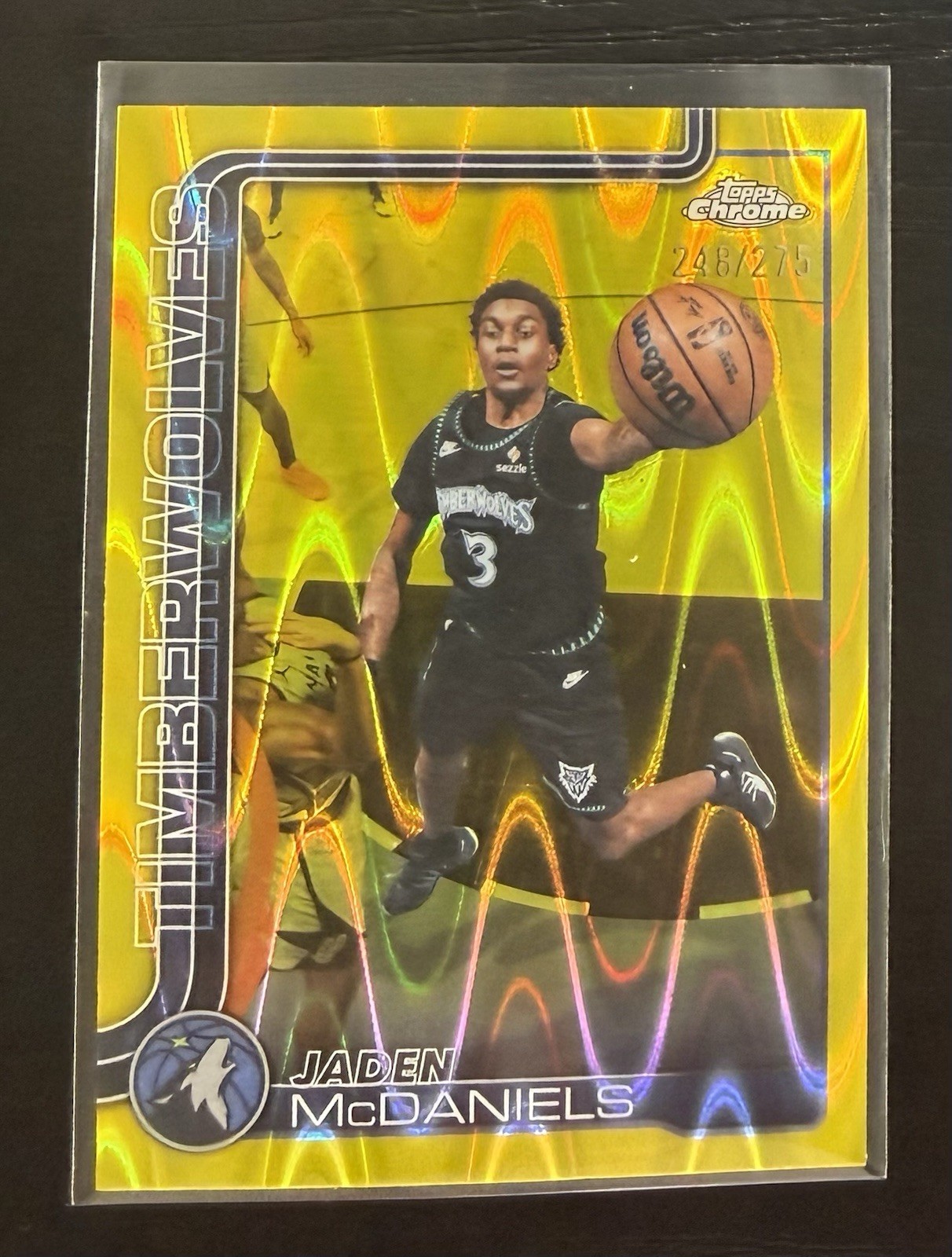 2025-26 Topps Chrome Update - Jaden McDaniels #126 Yellow RayWave Refractor /275