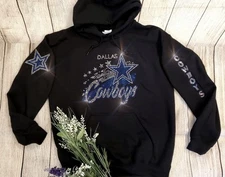Dallas Cowboys Rhinestone Unisex Hoodie Zip Up or Crewneck Sweatshirt S thru 3x