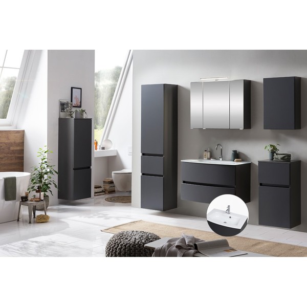 Badezimmer Set Waschtisch Spiegelschrank HäNgeschrank Midischrank Unterschrank-image