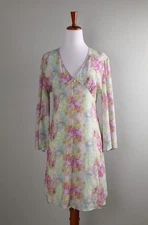 NICOLE MILLER COLLECTION $295 Marbled Silk Blend Shirred Lined Dress Size Medium