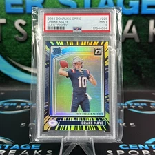 🔥2024 Panini Donruss Optic Rated Rookie Drake Maye Electricity #24/75 PSA 9