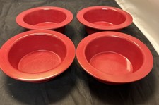 Pottery Barn Kids Melamine Bowls Rimmed Cereal Soup Red Set of 4