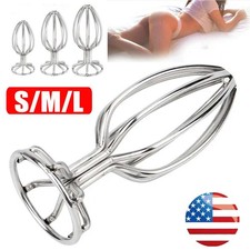 Stainless Steel Open Plug Vaginal Anal Spreader Speculum Stretching Dilator Toy