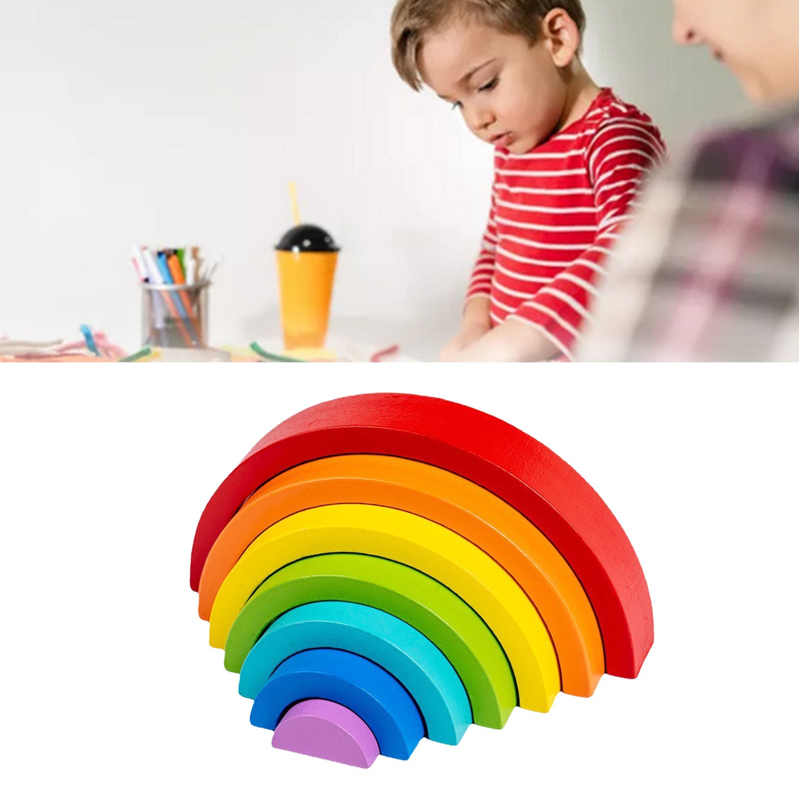 Large Colorful Arch Wooden Stacking Toy For Toddlers Recommended