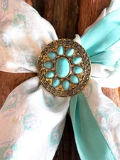 Wild Rag Scarf Slide -Navajo cluster conch stones with flower pattern - Cowgirl