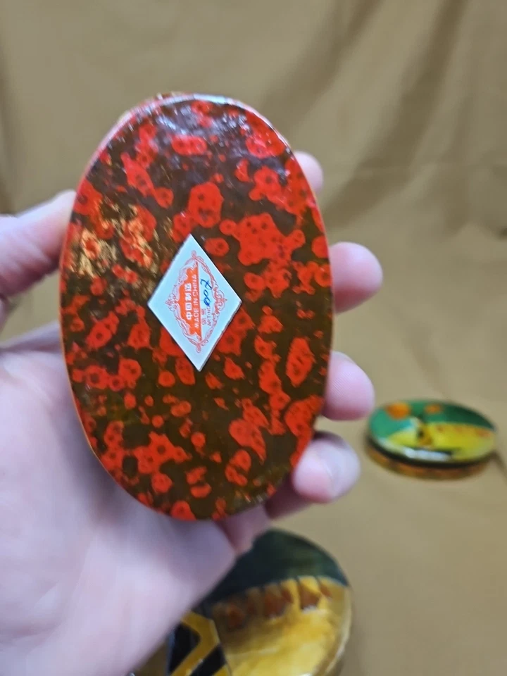 Nesting 3 Compartment Wooden Ovel Boxes With Floral Theme - Image 3 of 4