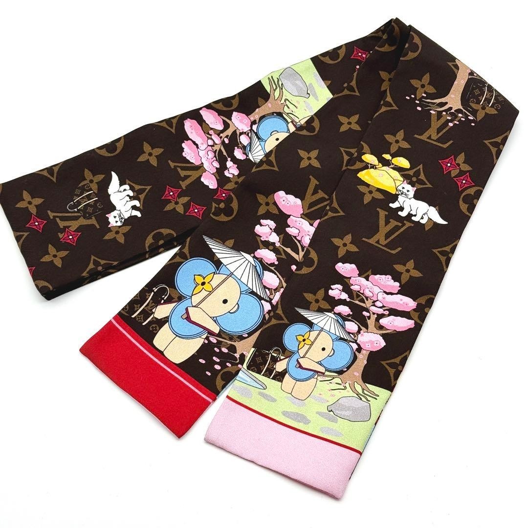 Louis Vuitton Bandeau Christmas Vivienne Cat Scarf Silk M00491
