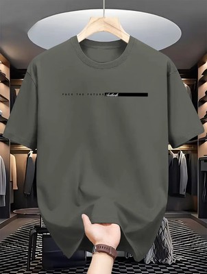 Men's Summer Cotton Loose Fit Letter Print T Shirt Casual Tee Tshirt Casual Gift