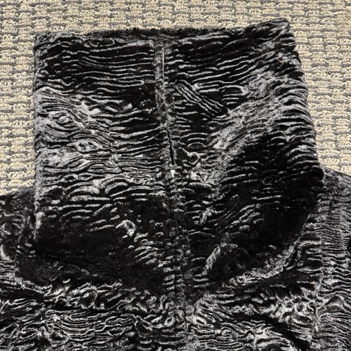 2000s Giorgio Armani Astrakhan Sheep Fur Jacket High Neck Sz 42 - Picture 2 of 8