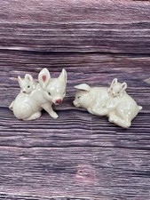 2 Ceramic Resting Mother Pig Piglet/Sitting Mother Pig Piglet Ceramic Figure