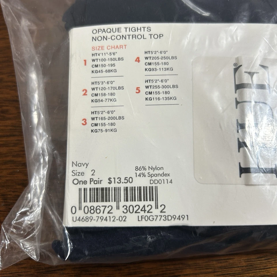 HUE Women's Opaque Sheer to Waist Tight - U4689P Size 2 Navy NWT - Image 4 of 4