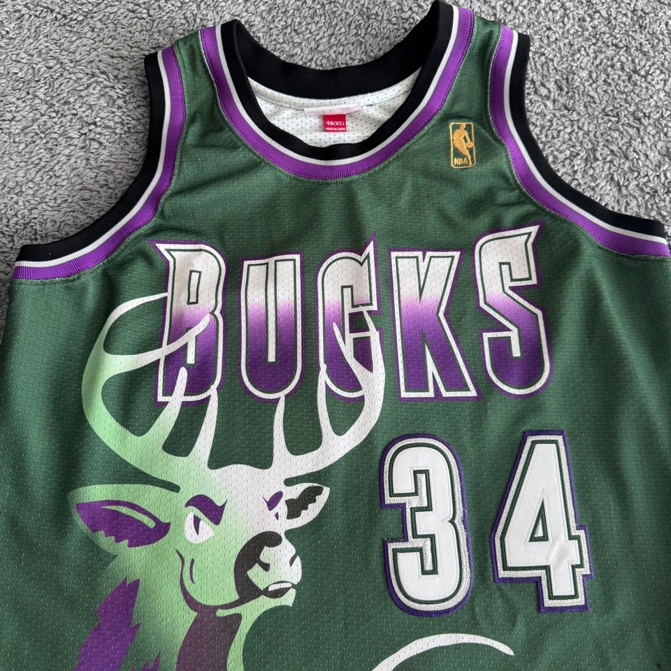 Auténtica camiseta de novato Mitchell & Ness Ray Allen NBA Bucks 96-97 a medida 44 Foto 4 de 4