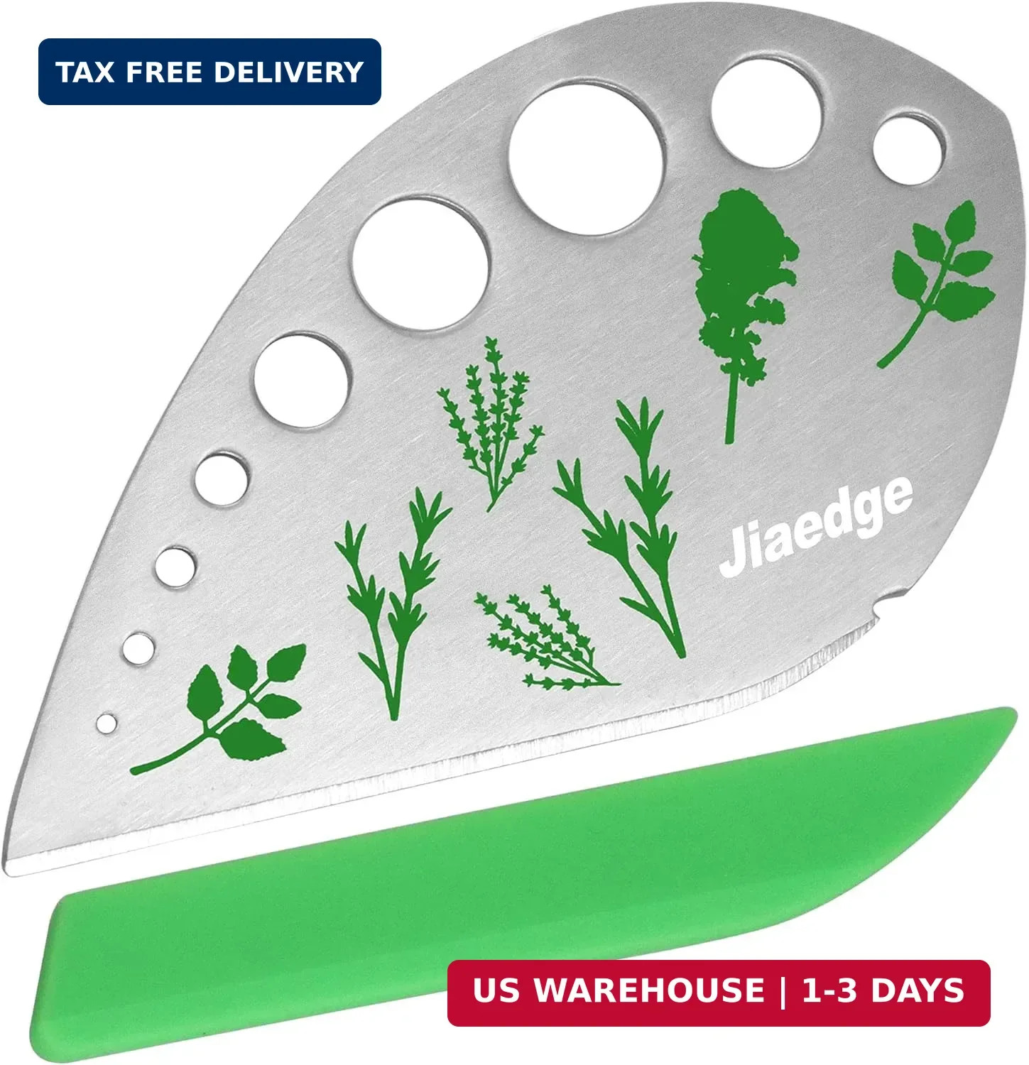 Herb Stripper, Jiaedge Green 9 holes Stainless Steel Kitchen Herbs Leaf Strippin