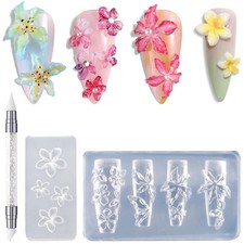 FSpronail Silicone 3D Flowers Nail Charms 2.4 inches x 5.5 inches, Clear