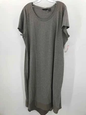 Pre-Owned H By Halston Grey Size 1X Short Short Sleeve Dress