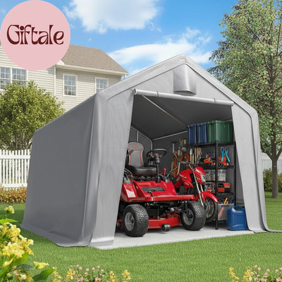 10X12Ft Large Outdoor Storage Shed Workshop Shelter with Roll-Up Mesh Windows, H