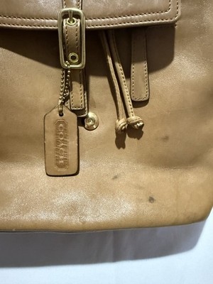 COACH 9858 Light Brown Backpack Purse Small Legacy West Drawstring