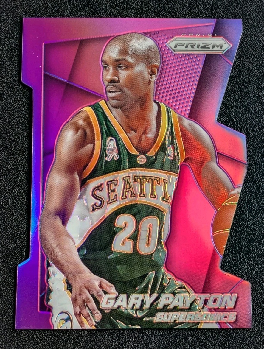 2014 Panini Prizm Gary Payton #209 Purple Die Cut /139 Seattle Supersonics HoF