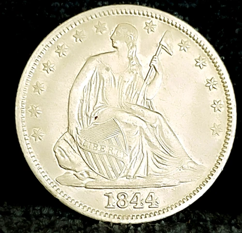 1844 Seated Liberty Half Dollar AU in Grade  Very Scarce Date Excellent Coin