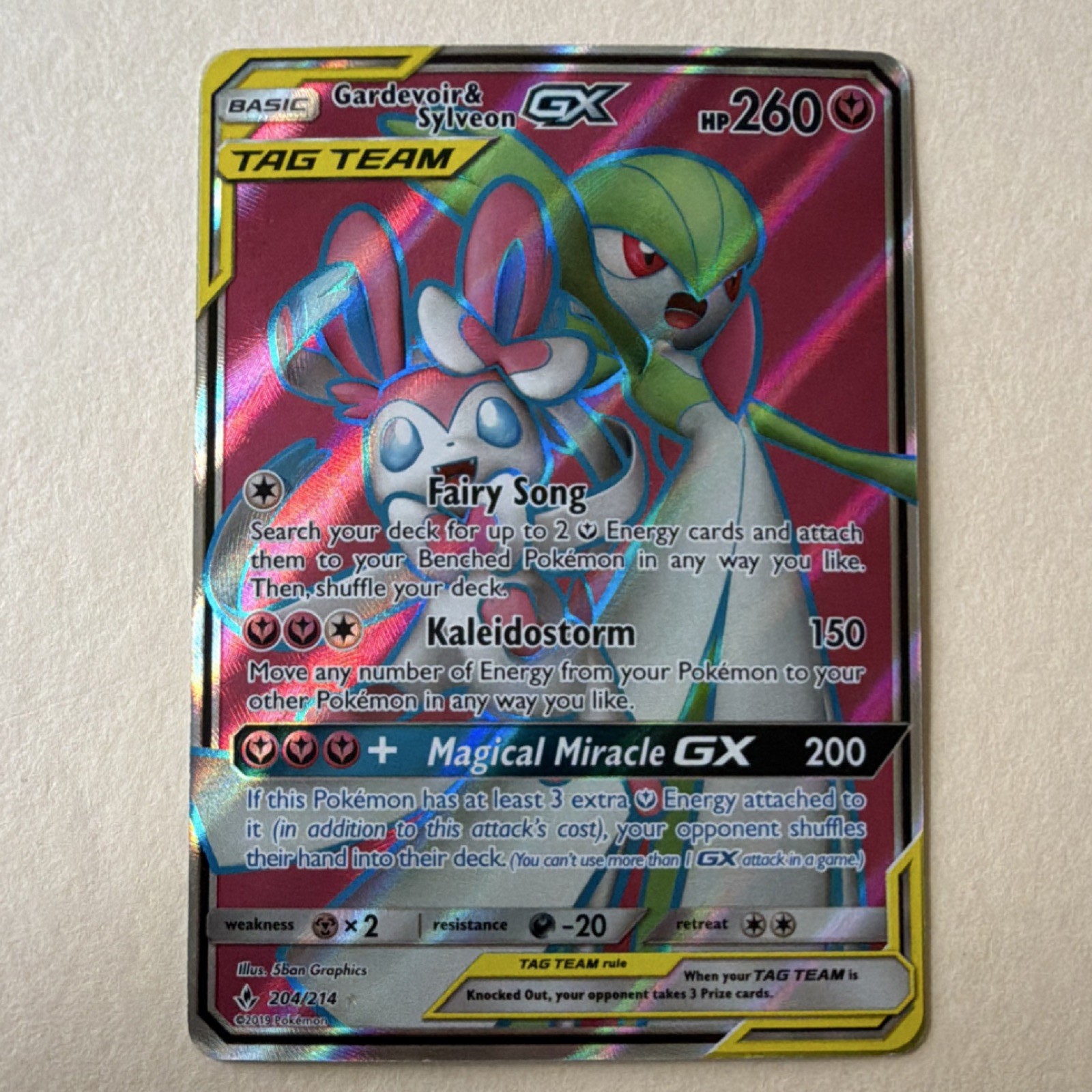 Pokémon Gardevoir & Sylveon GX Full Art Holo Ultra Rare 204/214 260 HP