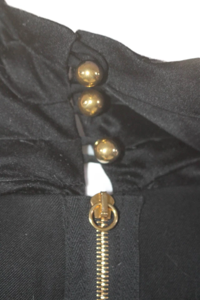 Rachel Roy Womens Silk Mock Neck Long Sleeves Pleated Front Dress Black White Si - Image 4 of 4