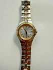 Ladies Vintage Two Tone Seiko Watch Diamond Bezel 7N82-0DT0 Needs Battery