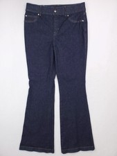 Spanx Jeans Womens Large Blue Flared Jean High Rise Dark Wash Stretch Denim Pant