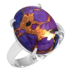 Copper Purple Turquoise Ring 925 Sterling Silver Handmade Jewelry