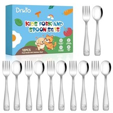 Stainless Steel Toddler Utensils Set - 12 Pieces Kidsware Set Children Silver