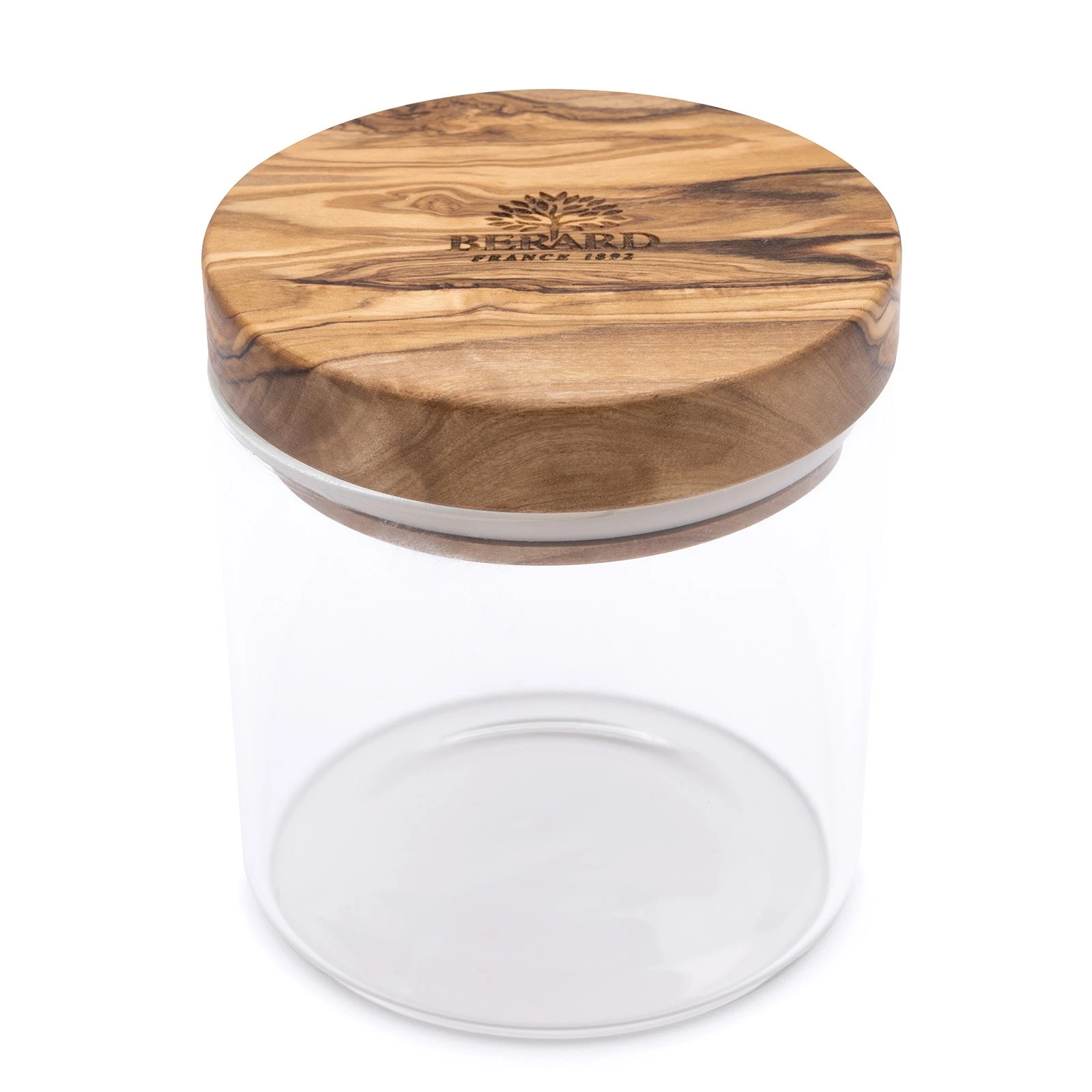 Berard Glass Storage Jar With Olive Wood Lid, 13.5-ounce