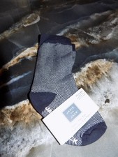 JANIE AND JACK BLUE/WHITE HERRINGBONE SOCKS 12 TO 24 MONTHS SHOE SIZE 4-6 NEW