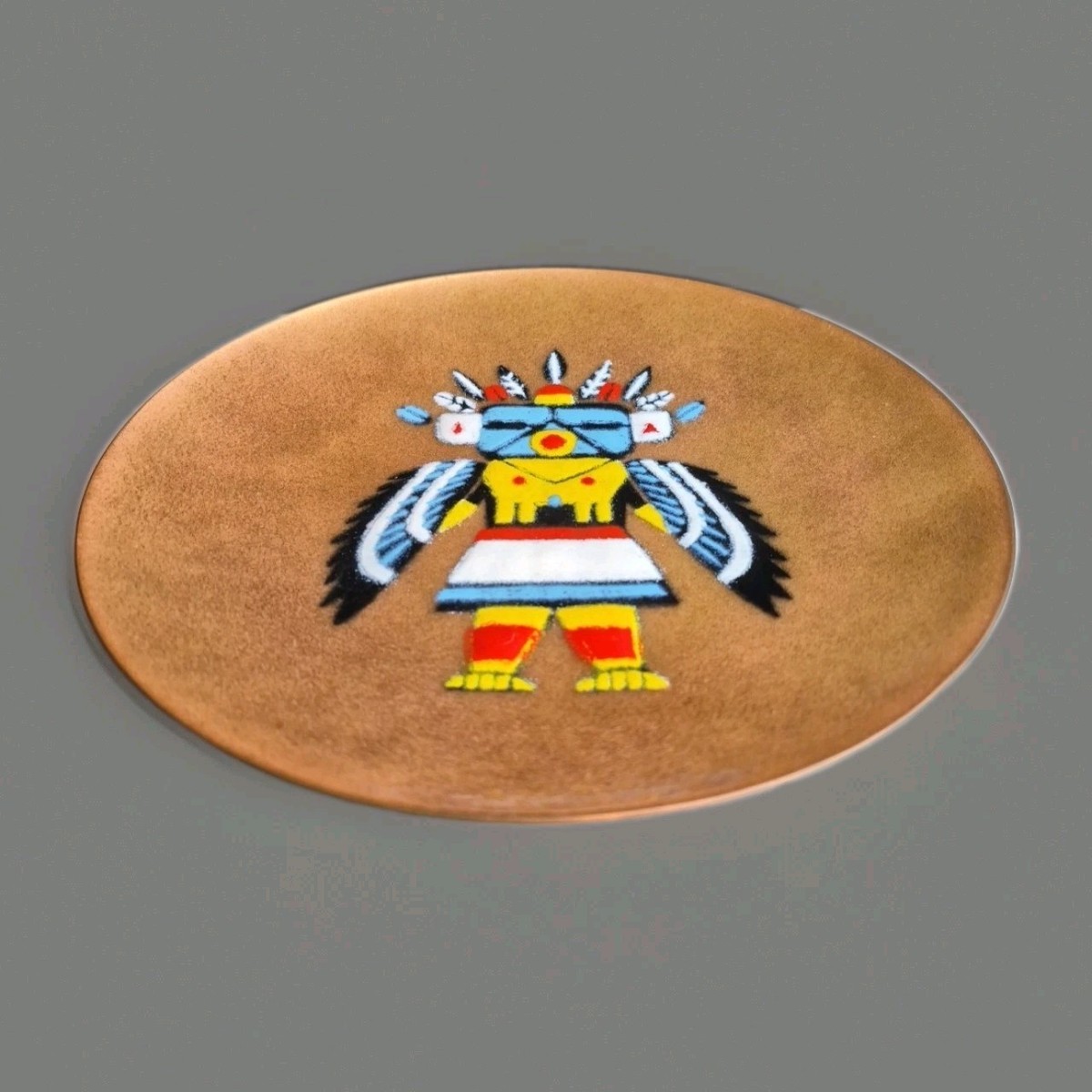 Annemarie Davidson MCM Enamel on Copper Kachina Plate 7.5