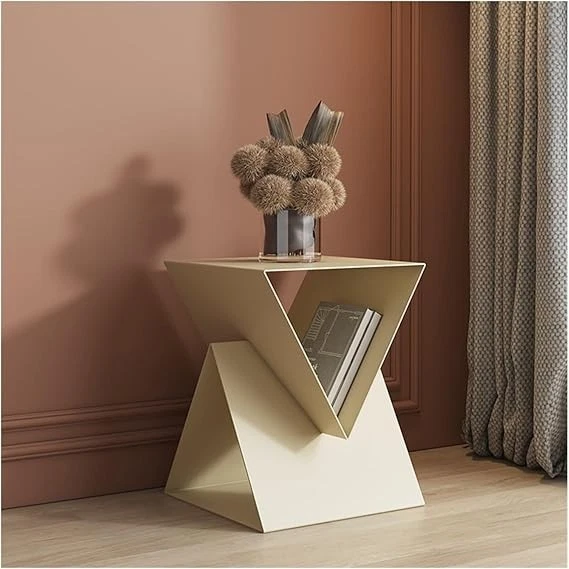 Modern white Geometric Side Table – Luxury Designer Coffee Table for Living Room - Image 4 of 4