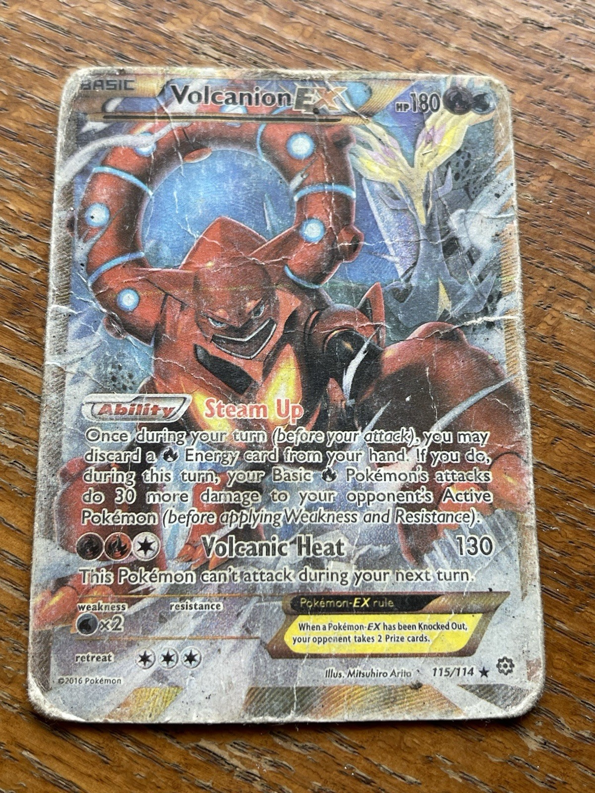 Pokemon Volcanion EX 115/114 Steam Siege Full Art Secret Rare Holo Card HP