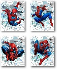 Spiderman Wall Art Set of 4 UNFRAMED 8'' x 10'' Boys Room Decor, Avenge...