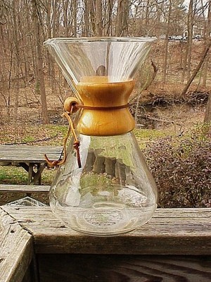 1960s Pyrex Glass 11¼''H CHEMEX 7-8 cup Pour-Over COFFEE CARAFE Patent 2,411,340