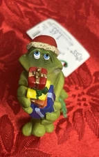 NOS Frog Balancing Presents Mini Figure Hand Painted Russ Berrie & Co. 2”