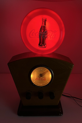Vintage Coca Cola AM/ FM Wood Radio Red Flashing Light Disc Icon