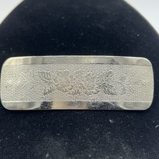 Vintage Silver Tone Metal Hair Clip French Barrette Leaves Flower Made in France