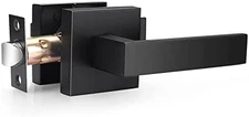 Probrico Interior Passage Lever Matte Black, Keyless Hall and Closet Door Handle
