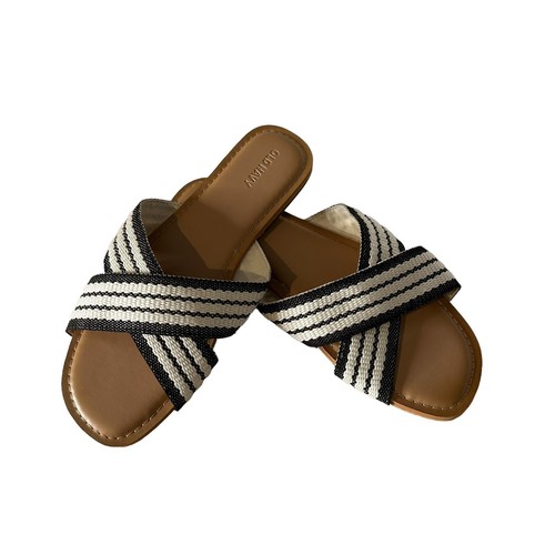 Chanclas antiguas azul marino cruzadas con doble correa deslizables talla 10 negras minimalistas BOHO - Imagen 4 de 10