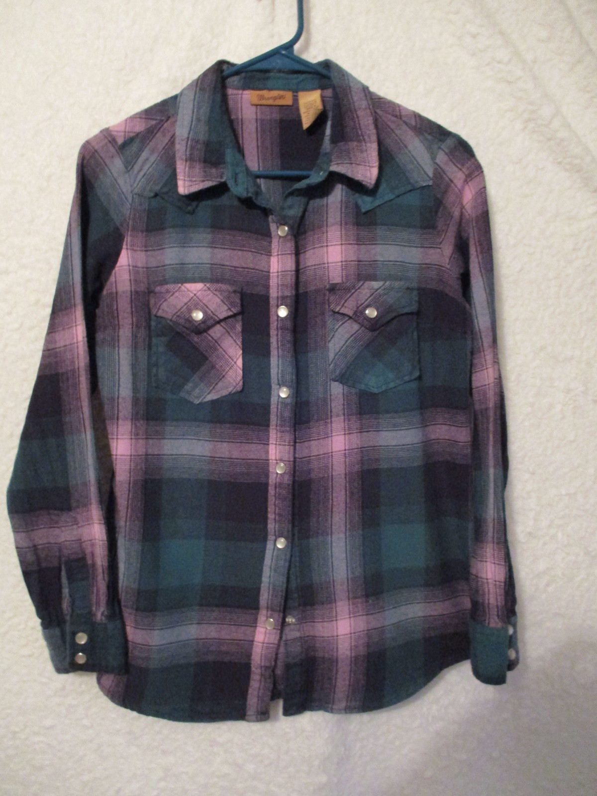 Women's, Wrangler Long Sleeve, Stripe, Flannel, Snap  Shirt,