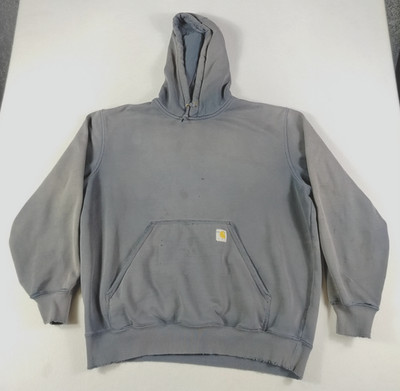 Carhartt Hoodie Mens XL Gray Thrashed Original Fit  Distressed Patina Sun Faded