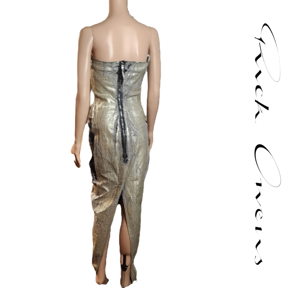 Vestido bustier vaquero recubierto metálico sin tirantes Rick Owens nuevo con etiquetas talla 6 Foto 2 de 4