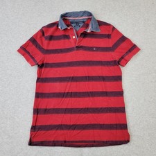 Tommy Hilfiger Polo Mens Small Red Striped Custom Fit Shirt